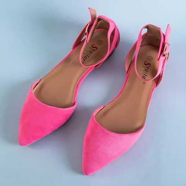 OUTLET Neónové ružové dámske balerínky s plochým podpätkom Dilerma - Topánky