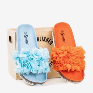 OUTLET Oranžové dámske papuče s kvetinami Mastina - Topánky