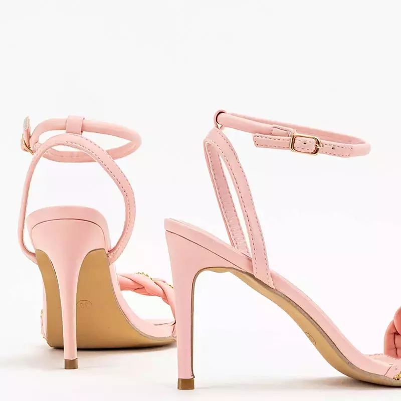 OUTLET Ružové dámske sandále na vysokom podpätku Tenedi - Obuv