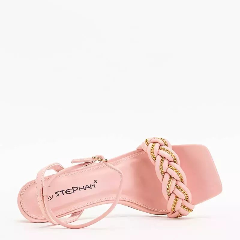 OUTLET Ružové dámske sandále na vysokom podpätku Tenedi - Obuv