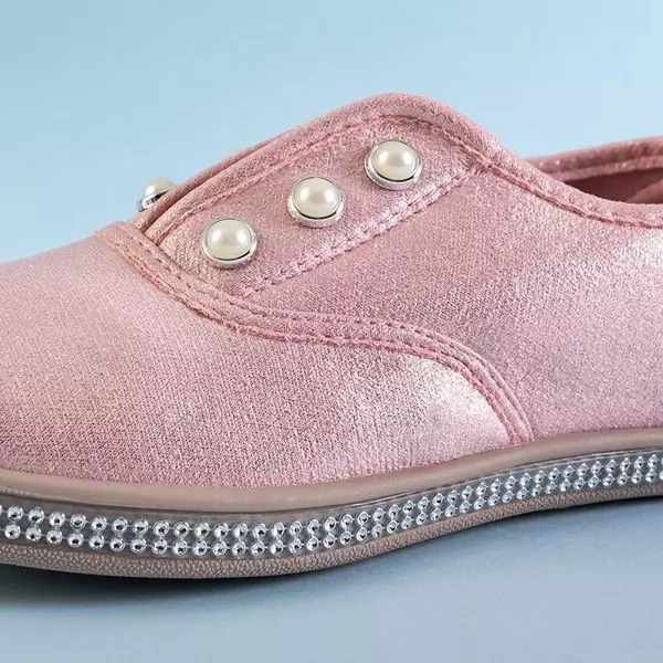 OUTLET Ružové detské slip on tenisky s perlami Merini - Obuv