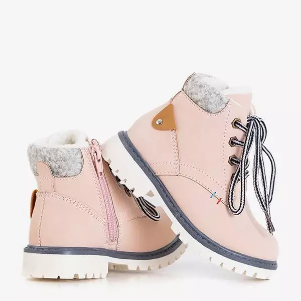 OUTLET Ružové dievčenské zateplené topánky na špičke - Topánky