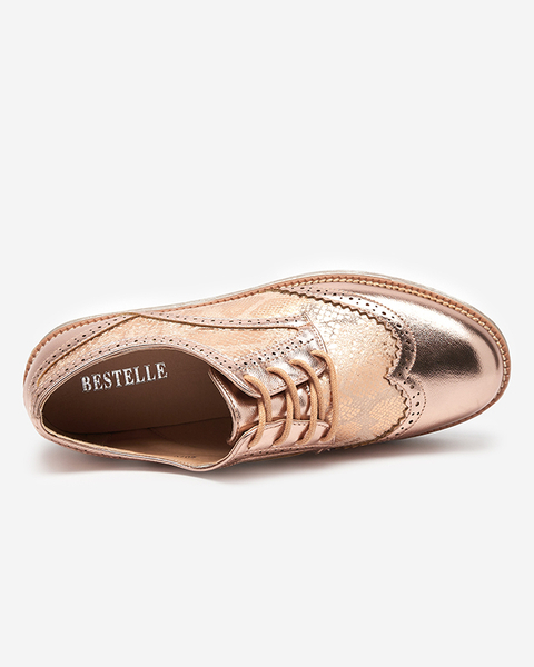 OUTLET Ružovo-zlaté dámske topánky s vložkami z hadej kože Fin - Footwear