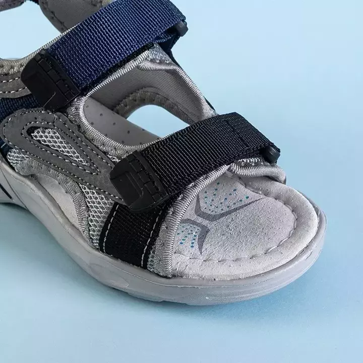 OUTLET Šedé chlapčenské turbo sandále na suchý zips - Obuv