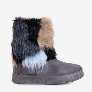 OUTLET Šedé dámske snehové topánky s kožušinou Marell - Obuv