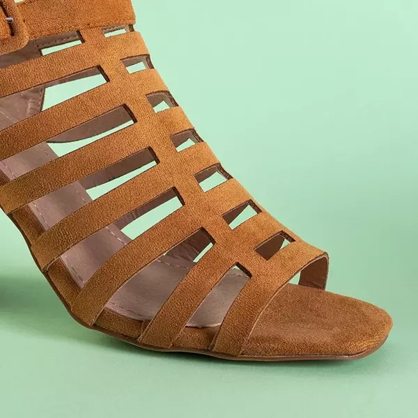 OUTLET Svetlohnedé dámske pásikavé sandále na Simovom stĺpiku - Obuv