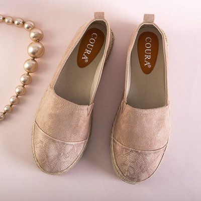 OUTLET Svetloružové dámske espadrilky so zdobením Tinika - Topánky