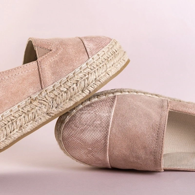 OUTLET Svetloružové dámske espadrilky so zdobením Tinika - Topánky