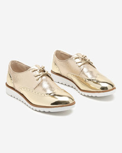 OUTLET Zlaté dámske topánky s brokátovo striebornými vsadkami Retinisa - Obuv