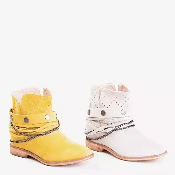 OUTLET Žlté čižmy a'la kovbojské topánky na vnútornom kline Salemi - Topánky