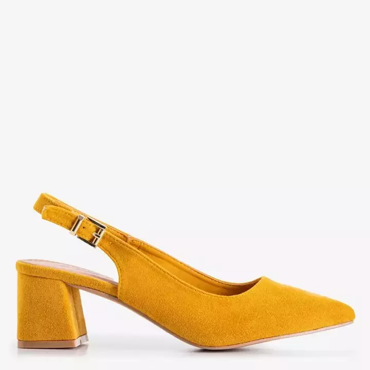 OUTLET Žlté dámske eko semišové sandále na stĺpiku Panella - Obuv