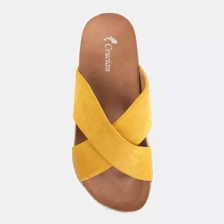OUTLET Žlté dámske papuče na platforme Martiu - Obuv