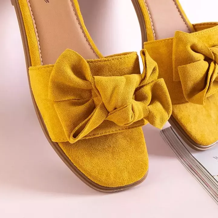 OUTLET Žlté dámske papuče s mašľou Bonjour - Obuv