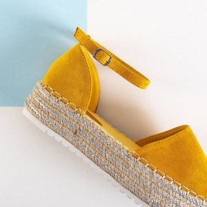 OUTLET Žlté dámske sandále a'la espadrilky na platforme Indira - Topánky