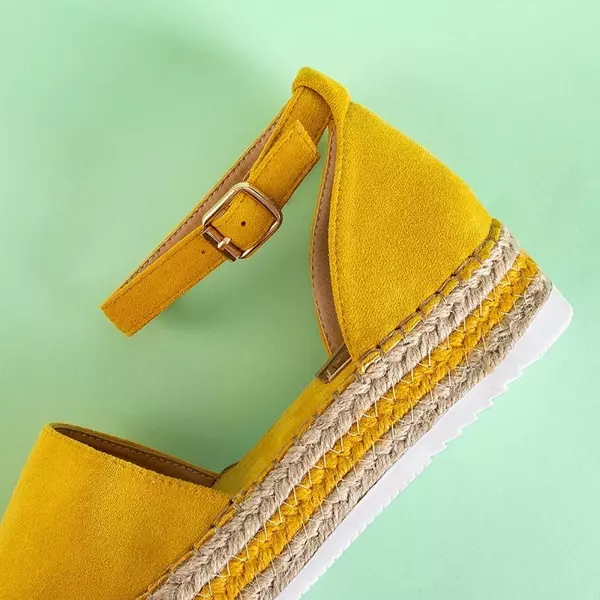 OUTLET Žlté dámske sandále a'la espadrilky na platforme Palira-Shoes