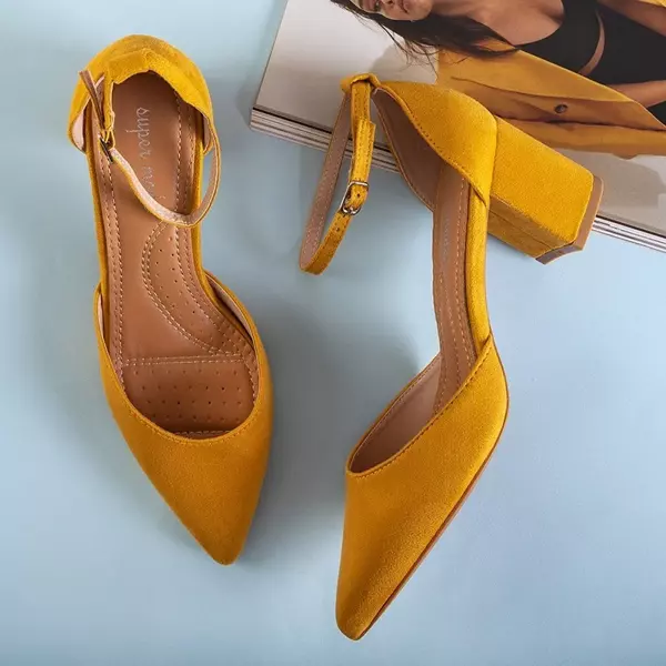 OUTLET Žlté dámske sandále na stĺpiku Rumila - Obuv