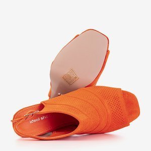 Oranžové dámske sandále na vysokom podpätku od Mosane - topánky