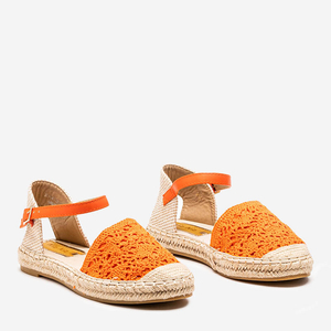 Oranžové sandále espadrilky s prelamovaným zvrškom Ázia - Obuv