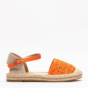 Oranžové sandále espadrilky s prelamovaným zvrškom Ázia - Obuv