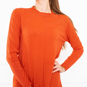 Oranžové svetríkové tenké minišaty - Oblečenie