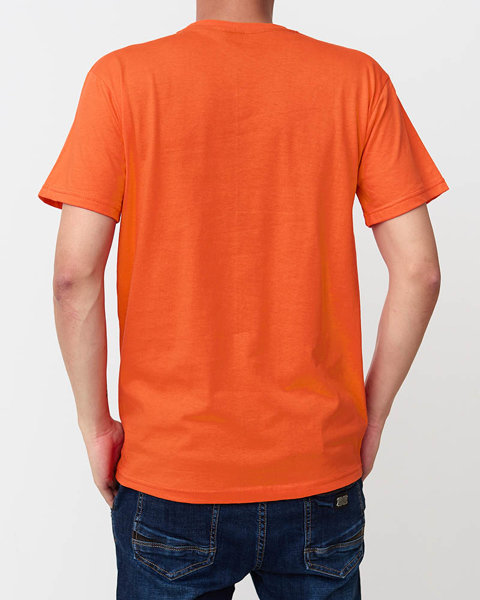 Oranžové trendy pánske tričko s potlačou - Oblečenie