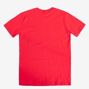 Pánske bavlnené tričko s potlačou červenej farby - Oblečenie