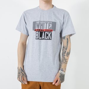 Pánske bavlnené tričko šedej farby s potlačou - Oblečenie