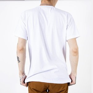 Pánske biele bavlnené tričko s farebnou potlačou - Oblečenie