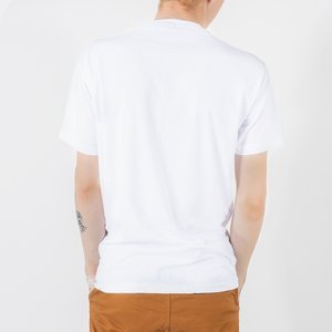 Pánske biele bavlnené tričko s potlačou - Oblečenie