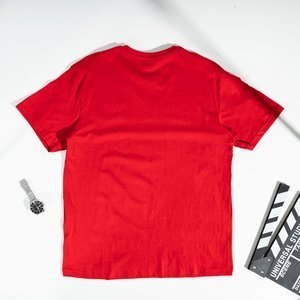 Pánske červené bavlnené tričko - Oblečenie