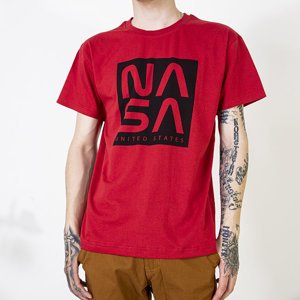 Pánske červené bavlnené tričko s nápisom - Oblečenie