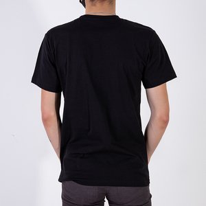 Pánske čierne bavlnené tričko s potlačou - Oblečenie