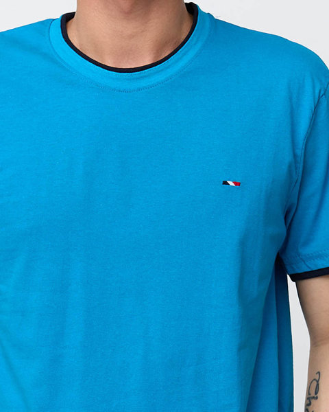 Pánske modré bavlnené tričko - Oblečenie
