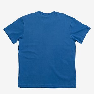 Pánske tmavo modré bavlnené tričko s potlačou - oblečenie