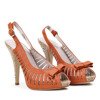 Pomarańczowe sandały na szpilce Teresa - Obuwie