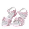 Różowo-białe dziewczęce sandały z aplikacją Ran- Obuwie