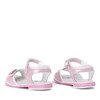 Růžové a bílé sandály pro dívky s aplikací Ran. 1