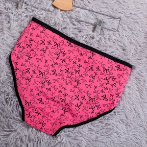 Ružové dámske bavlnené nohavičky s mašličkami PLUS VEĽKOSŤ - Spodná bielizeň
