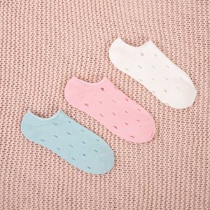 Ružové dámske členkové ponožky s ozdobnými otvormi - Ponožky