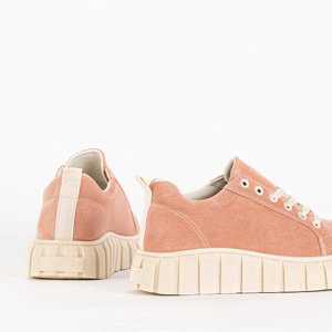 Ružové dámske eko semišové športové topánky na platforme Oleta - Obuv