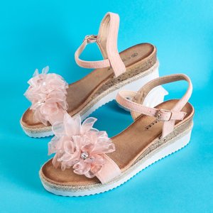 Ružové dámske klinové sandále Adelaq - Topánky