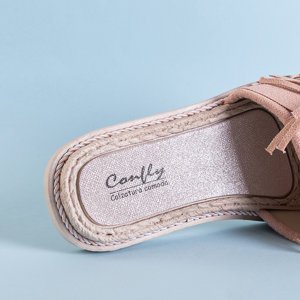 Ružové dámske šľapky so strapcami Foasia - Topánky