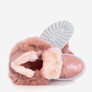 Ružové dámske snehové topánky s kožušinou Enila - Obuv