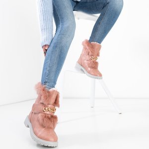 Ružové dámske snehové topánky s kožušinou Enila - Obuv