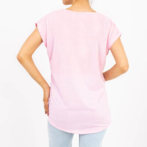 Ružové dámske tričko so zlatou potlačou - oblečenie