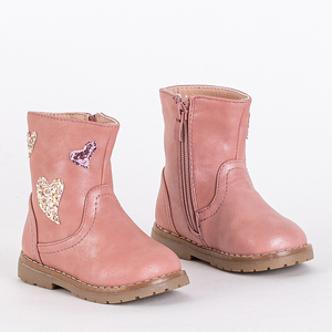 Ružové detské čižmy so srdiečkami značky Hirri- Shoes