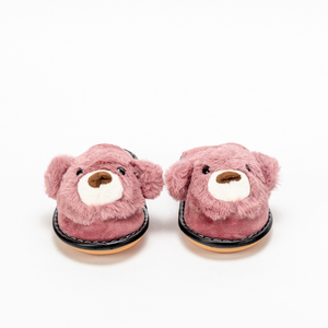 Ružové detské papučky medvedíky s kožušinkou Yogi - Obuv