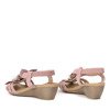 Růžové klínové sandály s ozdobnými květinami Dormina - Obuv