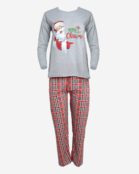 Šedé dámske dvojdielne pyžamo s vianočnou potlačou - Oblečenie