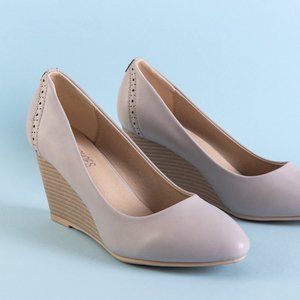 Šedé dámske klinové podpätky Etsulo - topánky
